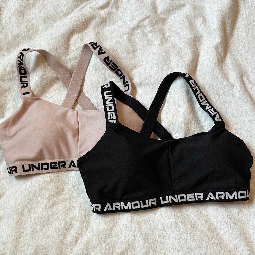 Under Armour Crossback Sports Bra Bundle in Black and Blush
